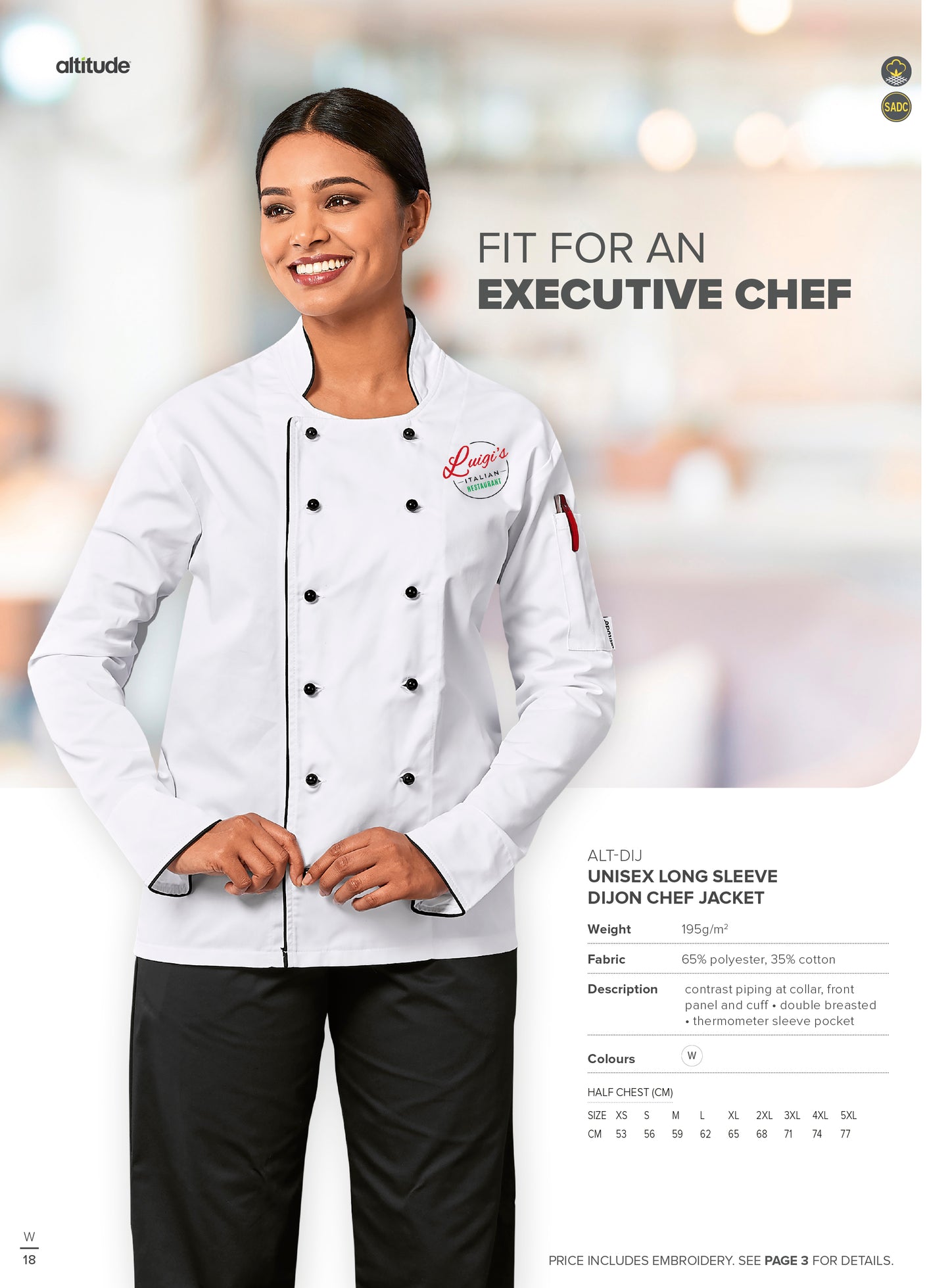 Unisex Long Sleeve Dijon Chef Jacket