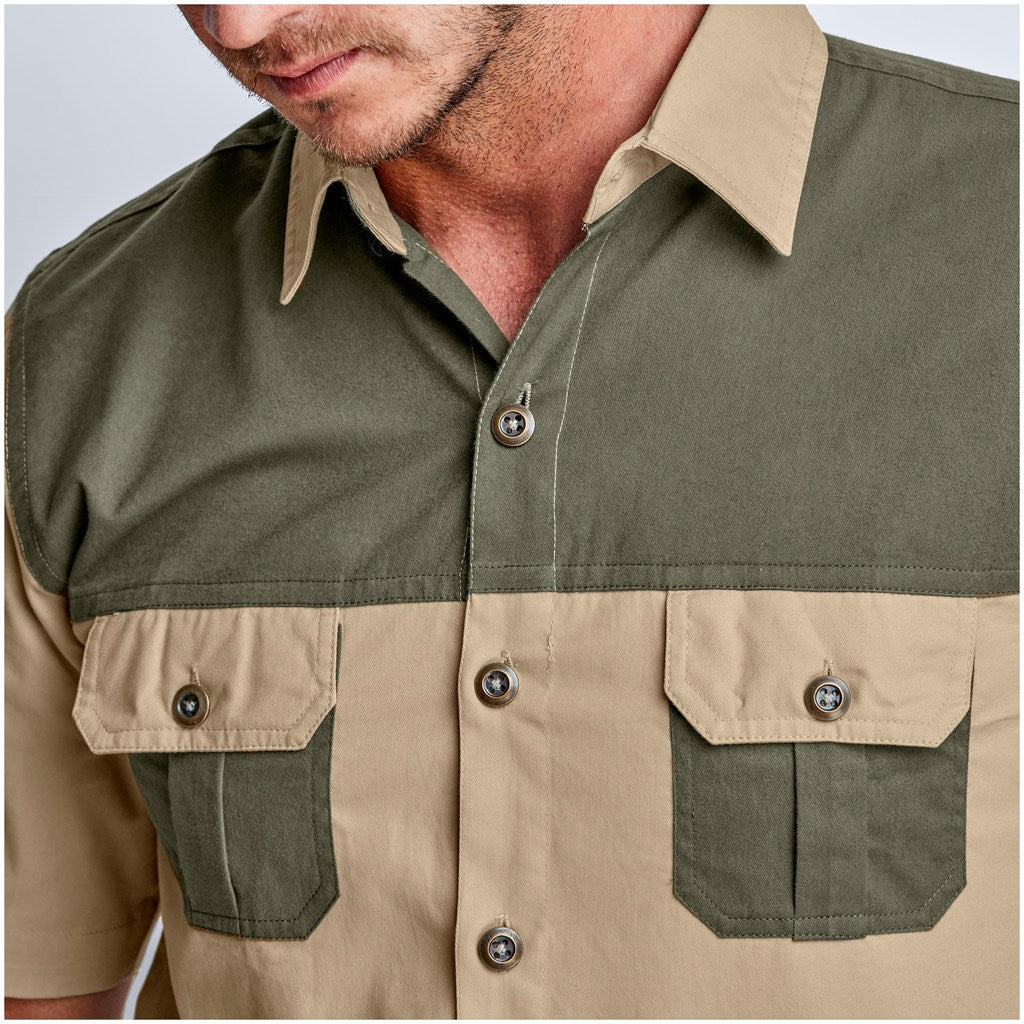 Mens Short Sleeve Serengeti 2-Tone Bush Shirt