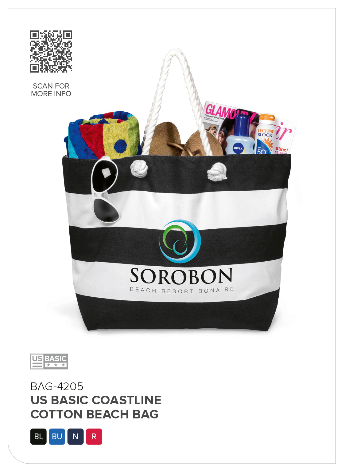 US Basic Coastline Cotton Beach Bag