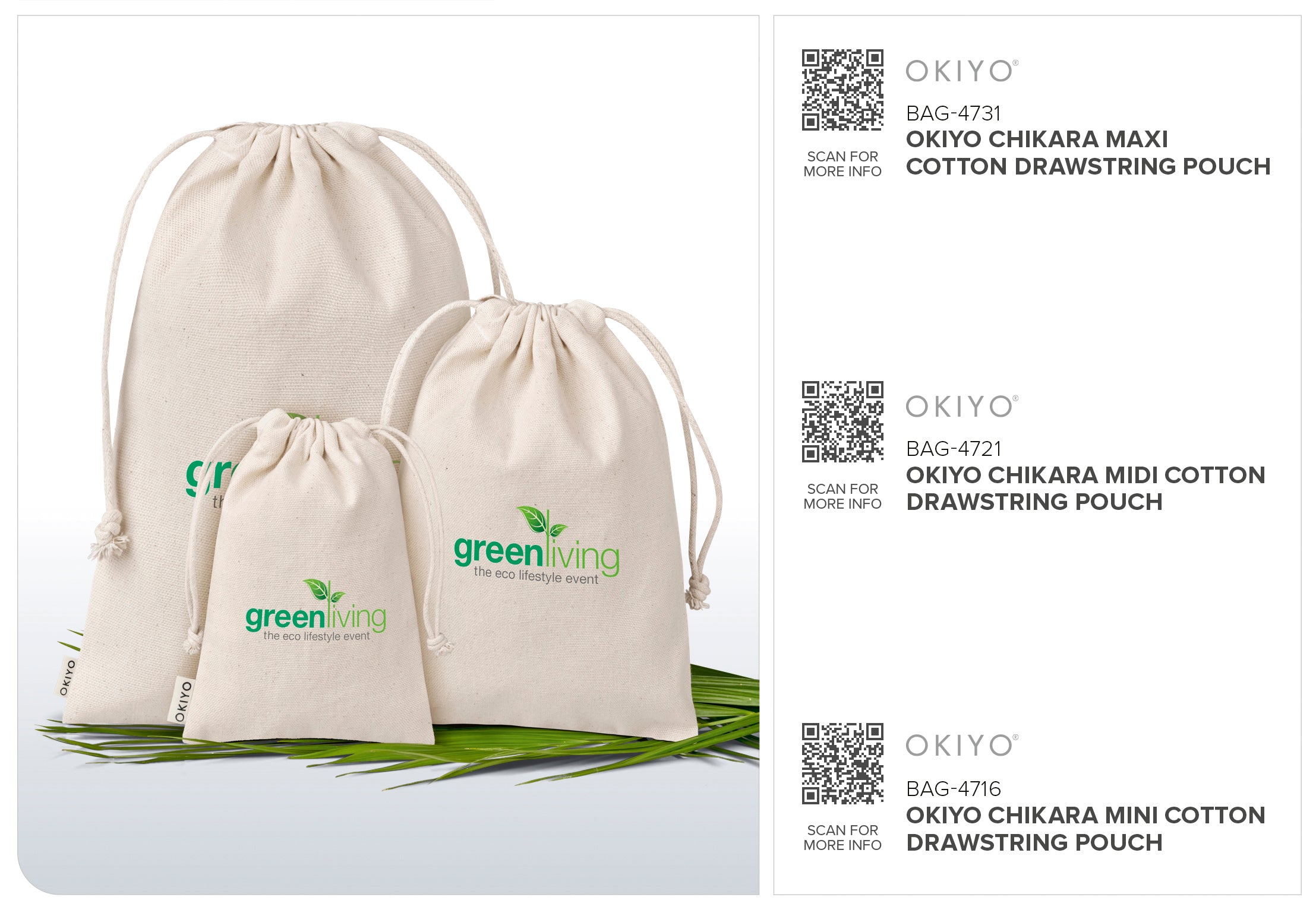 Okiyo Chikara Cotton Maxi Drawstring Pouch
