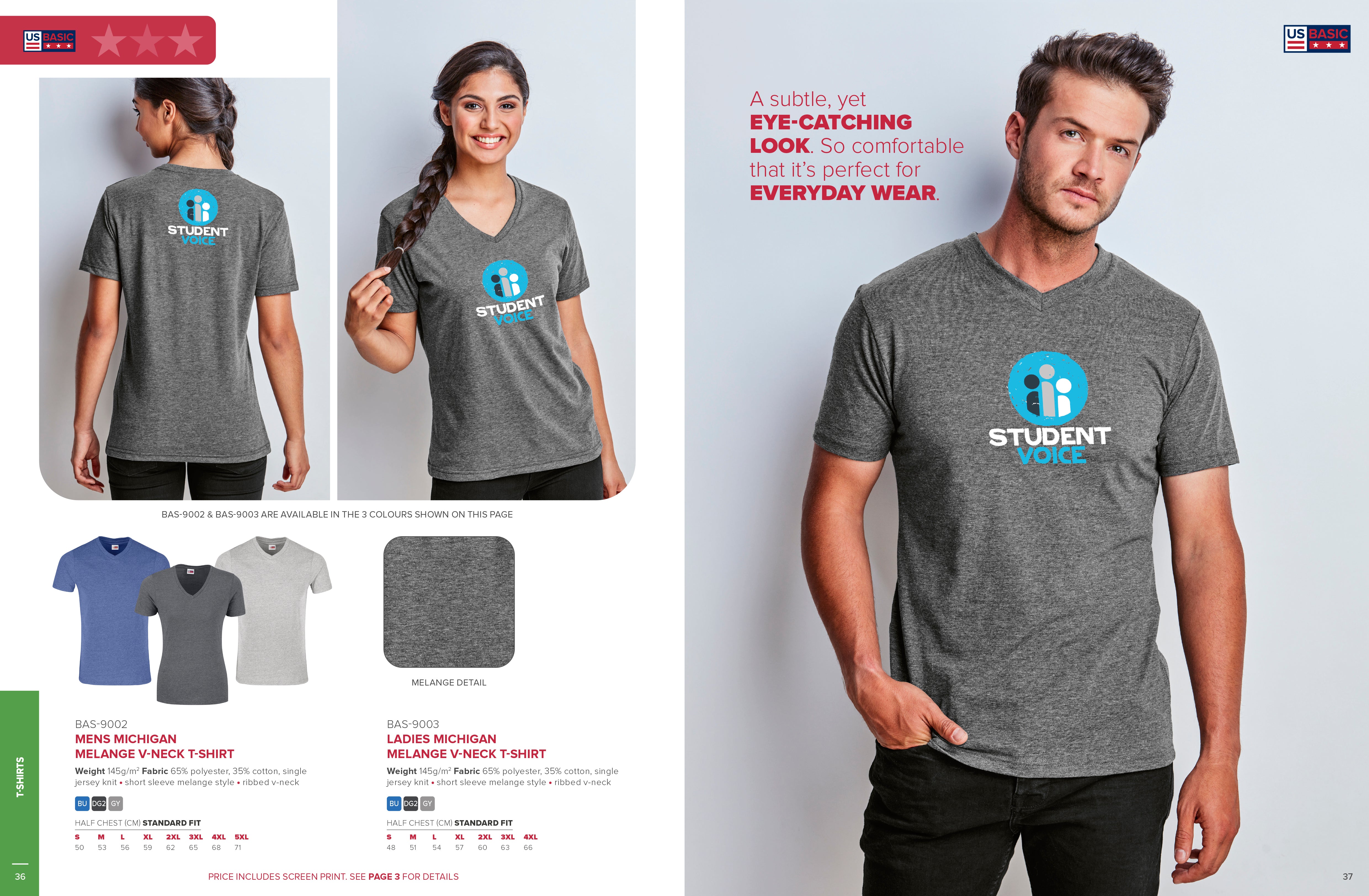 Mens Michigan Melange V-Neck T-Shirt