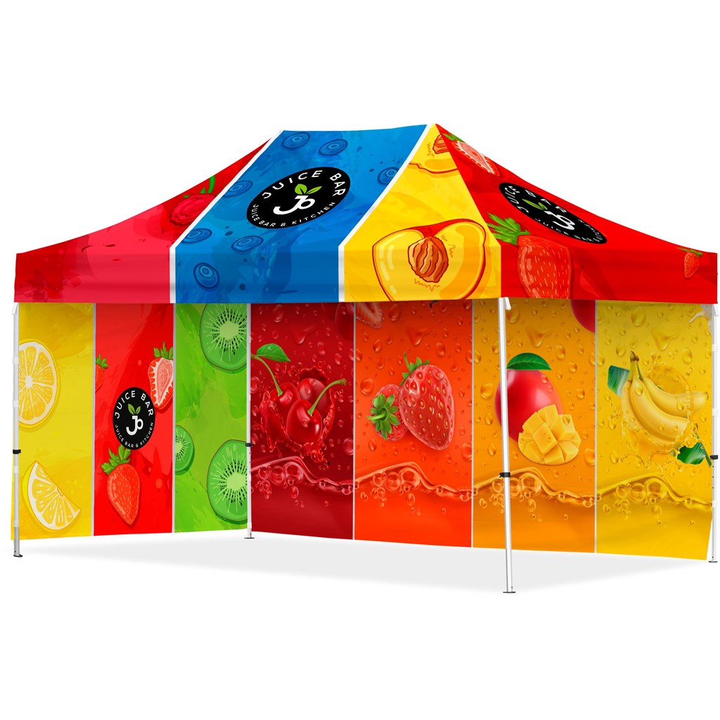 Coated Steel Sublimated Gazebo 4.5m x 3m - 1 Long Full-Wall Skin - 1 Short Full Wall Skin