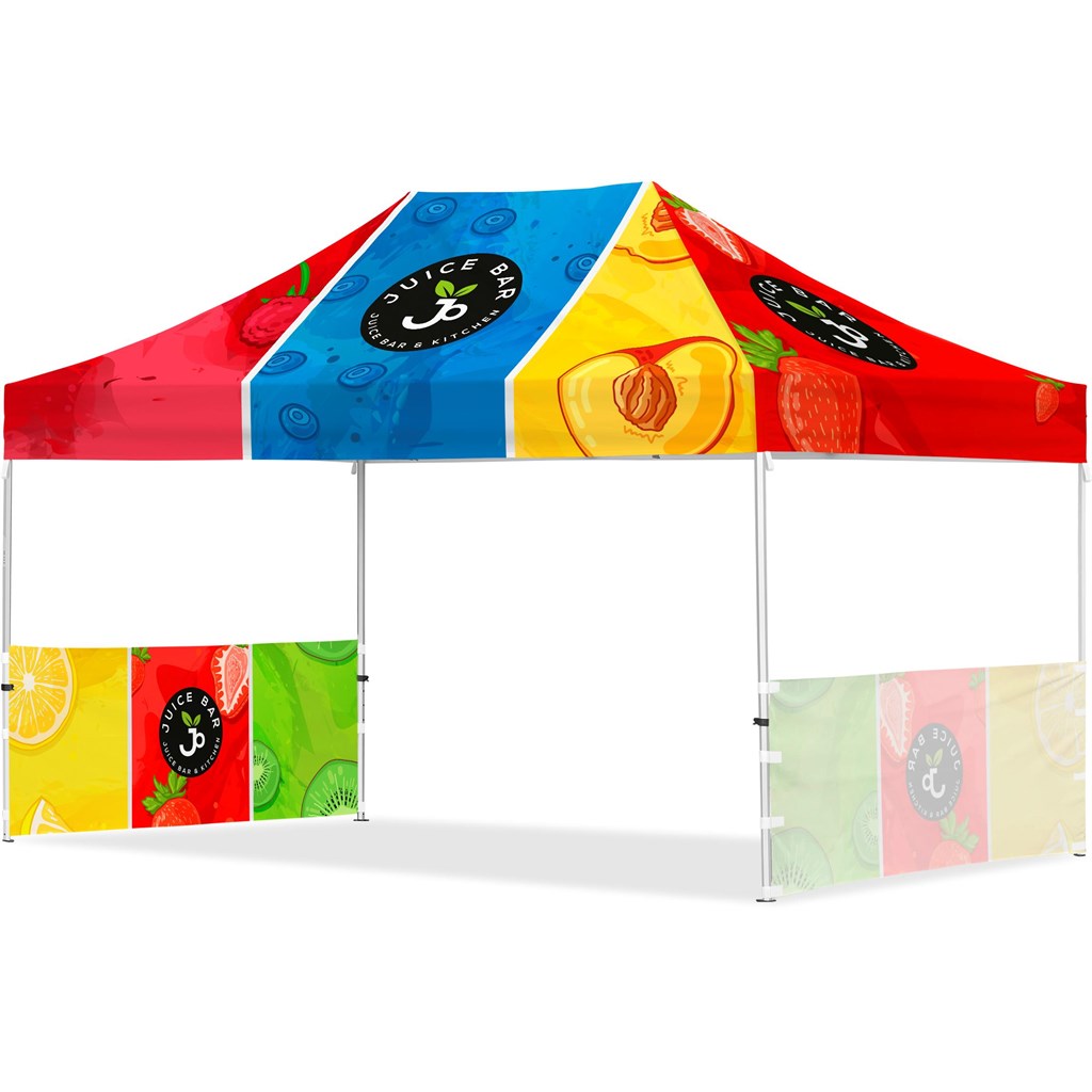 Coated Steel Sublimated Gazebo 4.5m x 3m - 2 Short  Half-Wall Skins