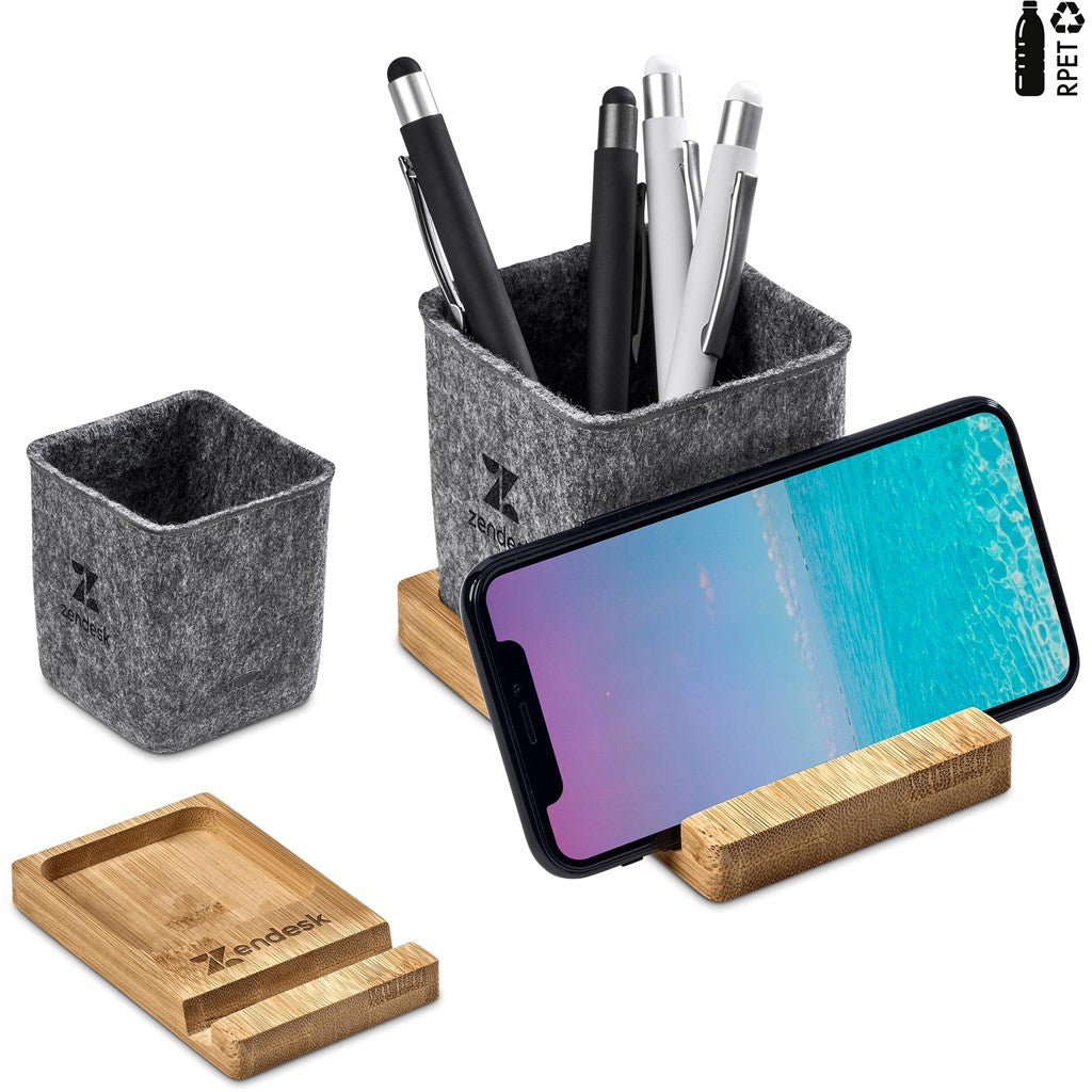 Okiyo Kyadi RPET and Bamboo Desk Caddy Phone Stand