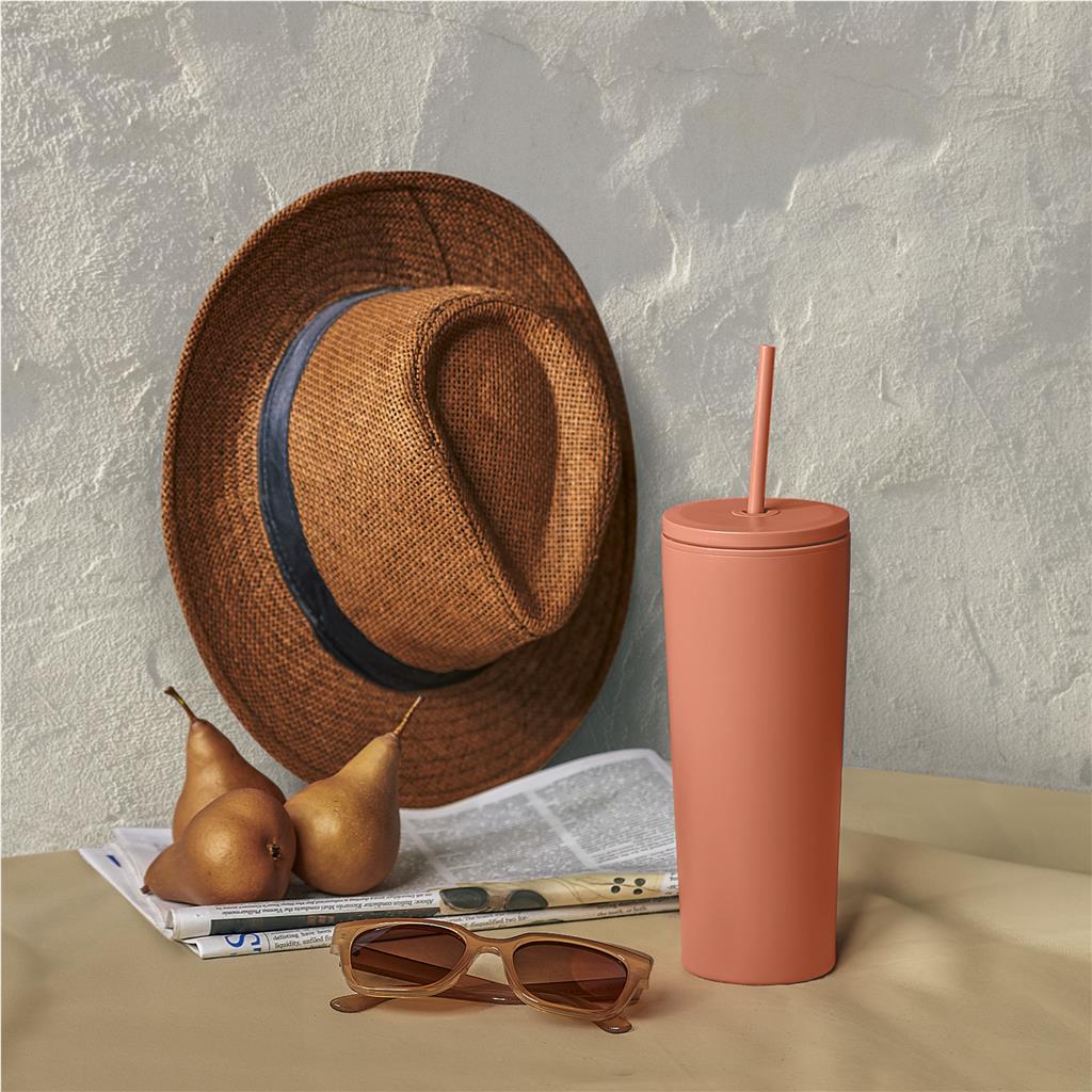 Kooshty Concorde Stainless Steel & Plastic Double-Wall Tumbler & Straw - 720ml