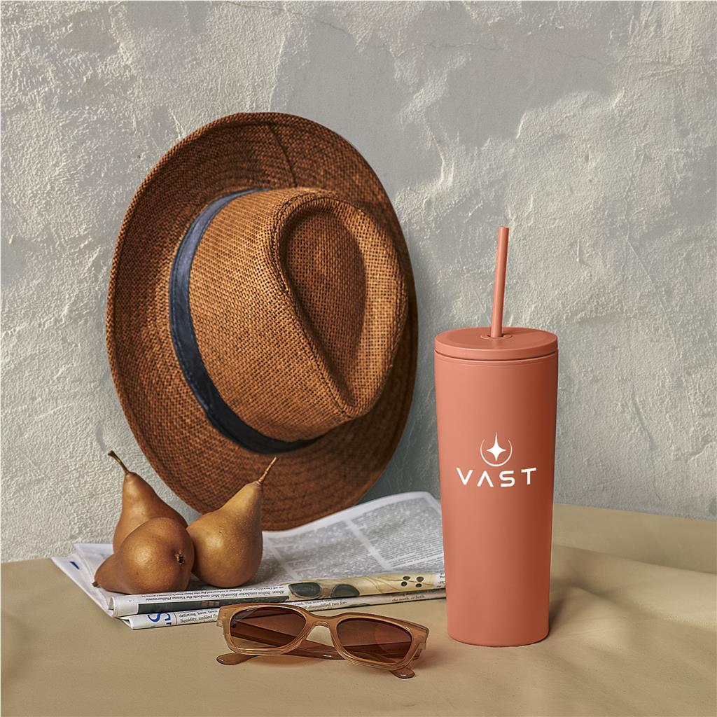 Kooshty Concorde Stainless Steel & Plastic Double-Wall Tumbler & Straw - 720ml