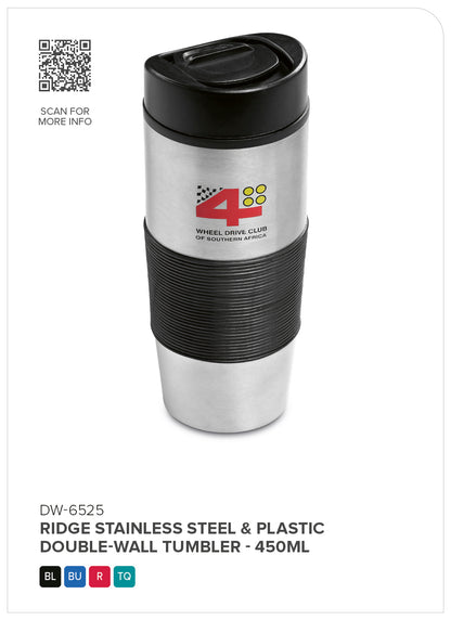 Ridge Stainless Steel & Plastic Double-Wall Tumbler - 450ml