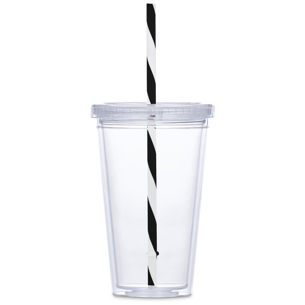 Malibu Double-Wall Plastic Tumbler & Straw - 470ml
