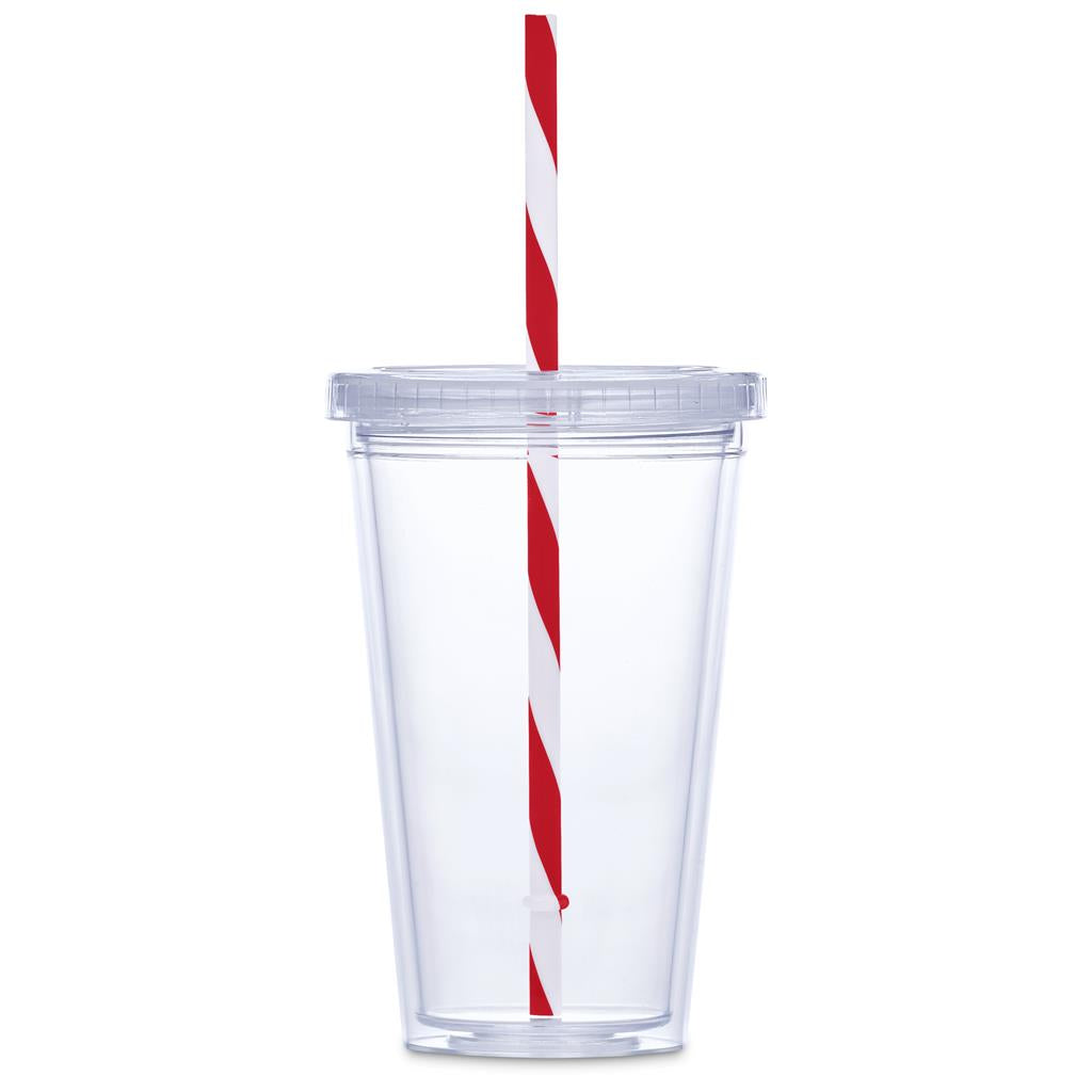 Malibu Double-Wall Plastic Tumbler & Straw - 470ml