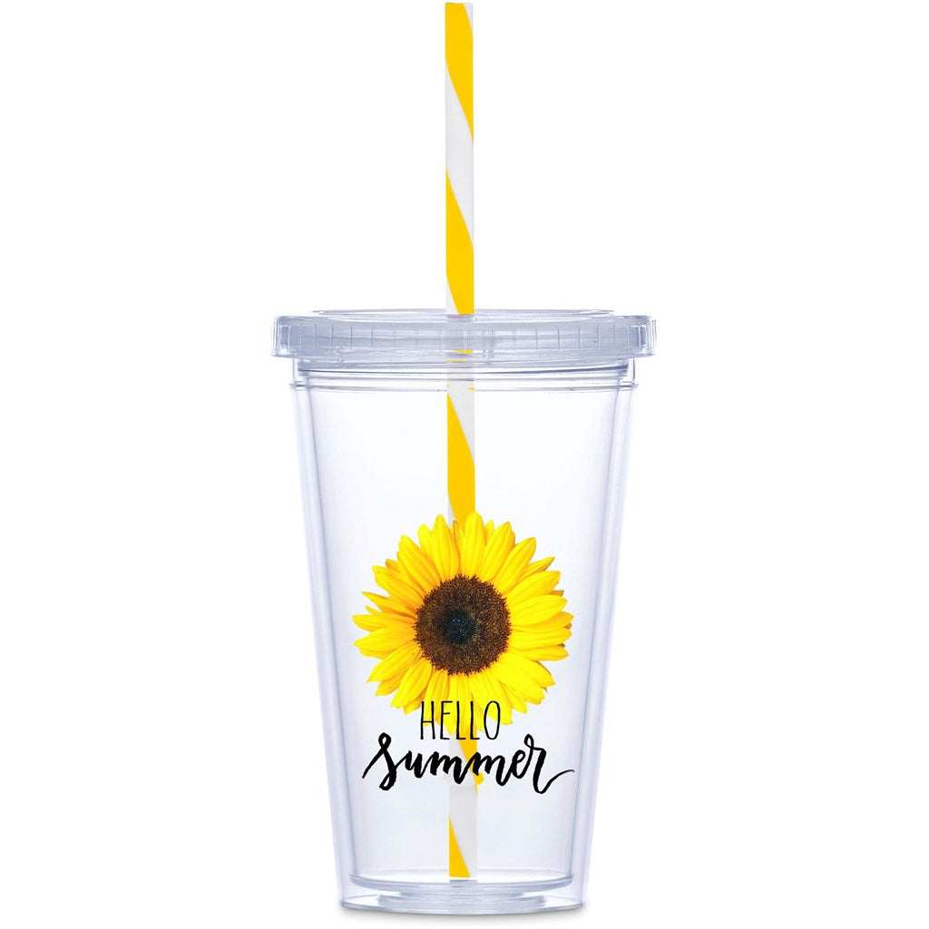 Malibu Double-Wall Plastic Tumbler & Straw - 470ml