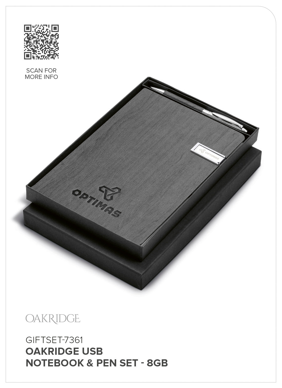 Oakridge USB Notebook & Pen Set - 8GB