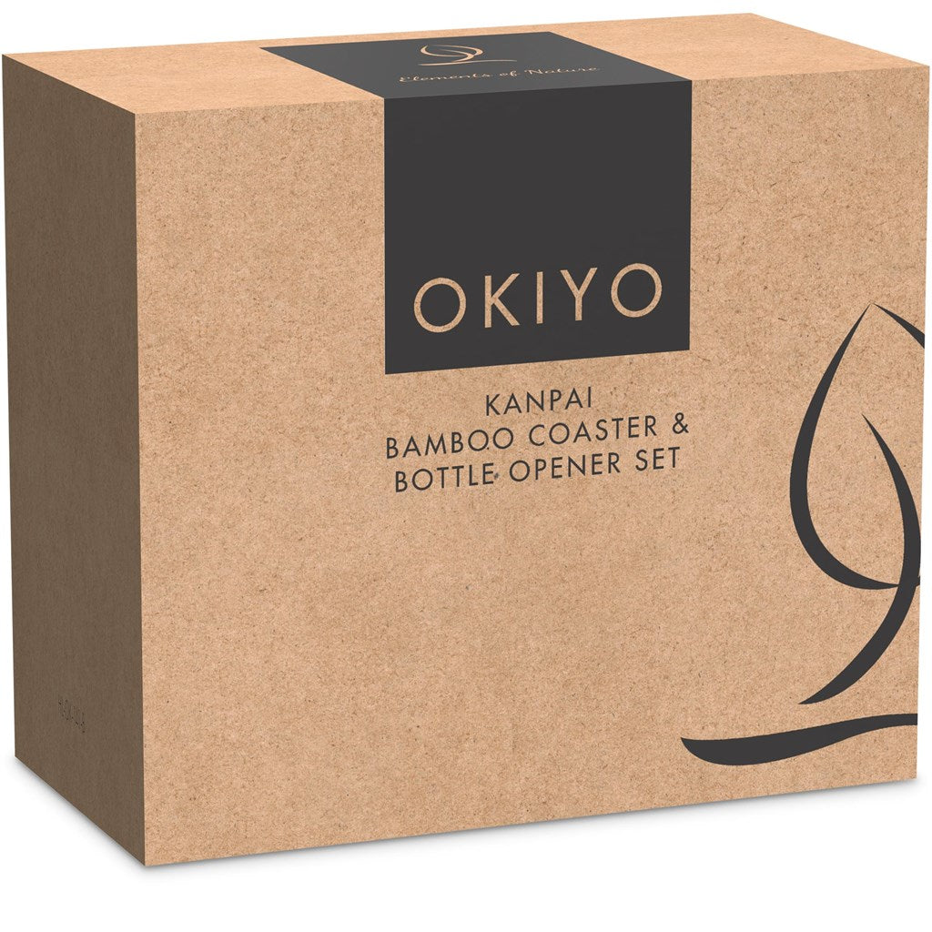 Okiyo Kanpai Bamboo Coaster & Bottle Opener Set