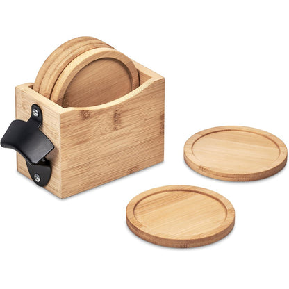 Okiyo Kanpai Bamboo Coaster & Bottle Opener Set