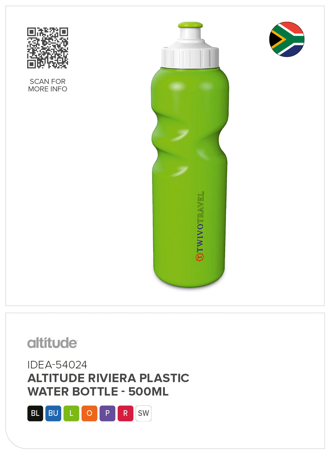 Altitude Riviera Plastic Water Bottle - 500ml