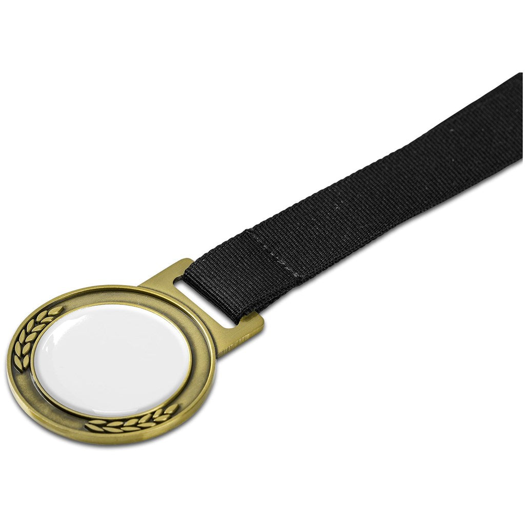 Achiever Medal With Black Petersham Lanyard - Gold