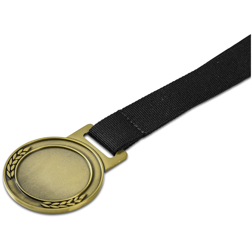 Achiever Medal With Black Petersham Lanyard - Gold