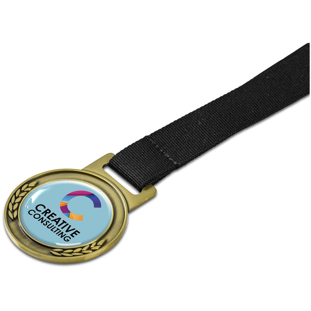 Achiever Medal With Black Petersham Lanyard - Gold
