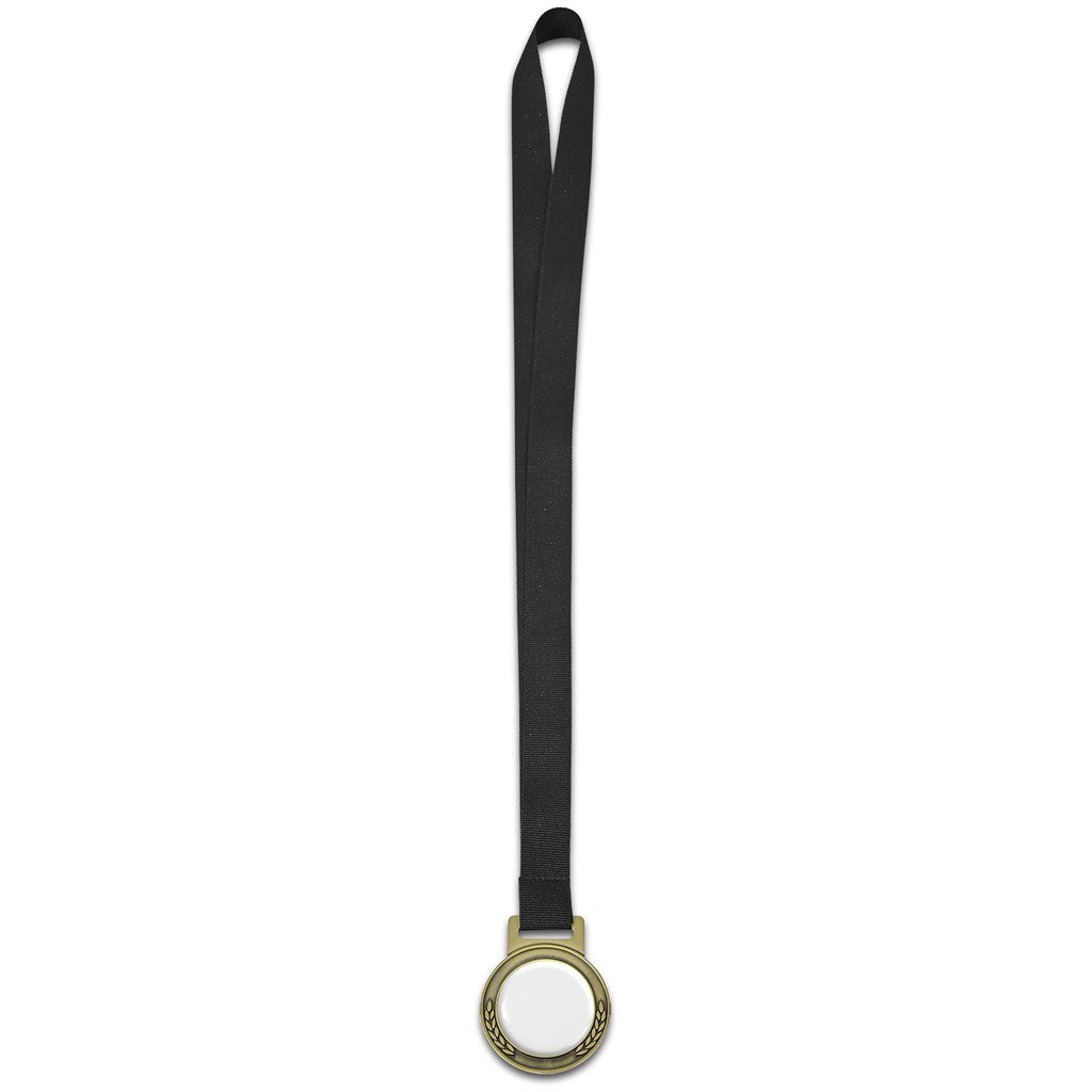 Achiever Medal With Black Petersham Lanyard - Gold