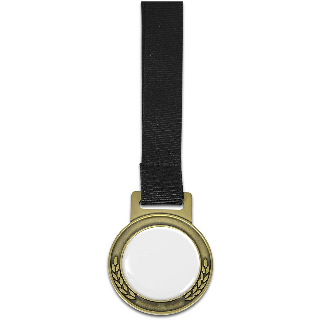 Achiever Medal With Black Petersham Lanyard - Gold