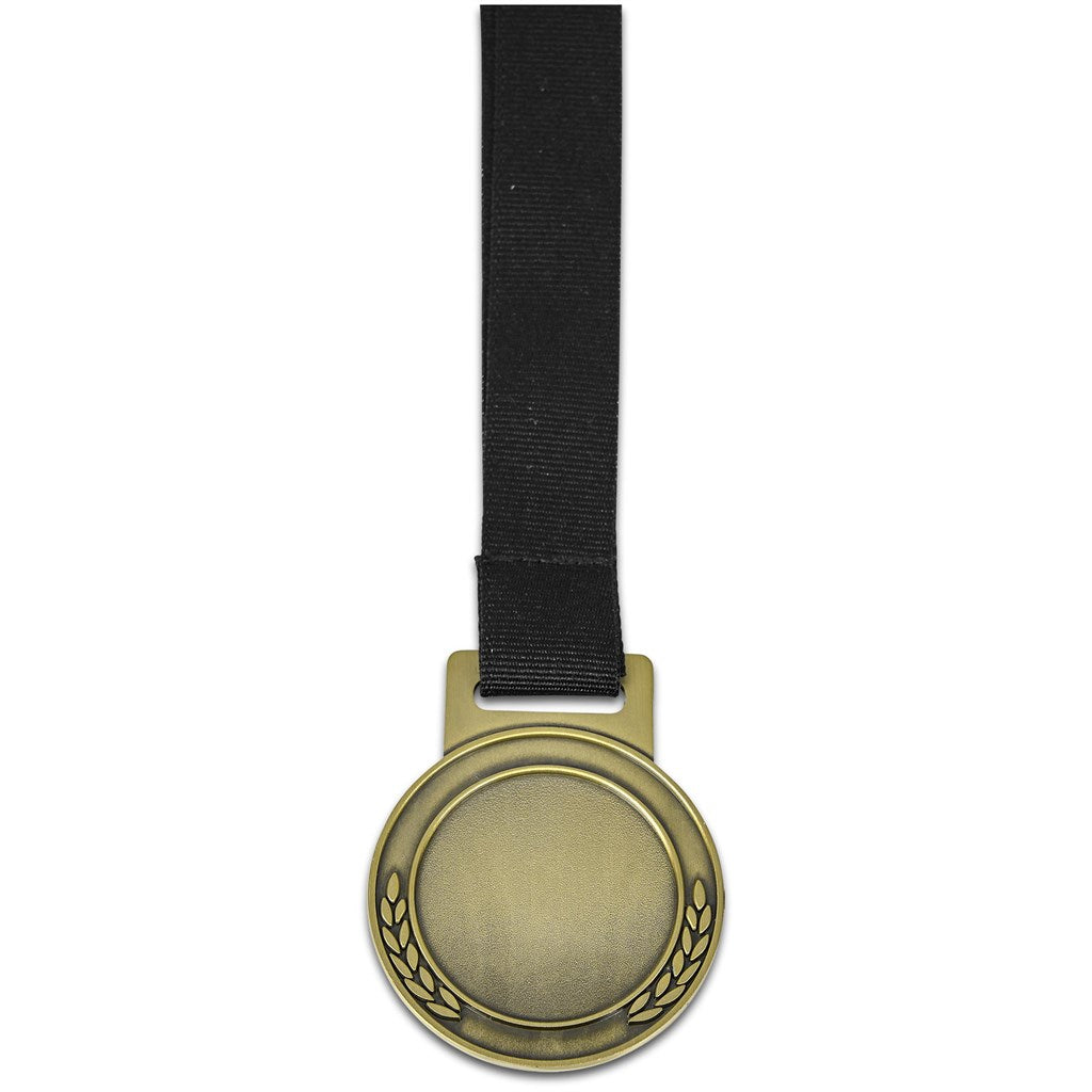 Achiever Medal With Black Petersham Lanyard - Gold