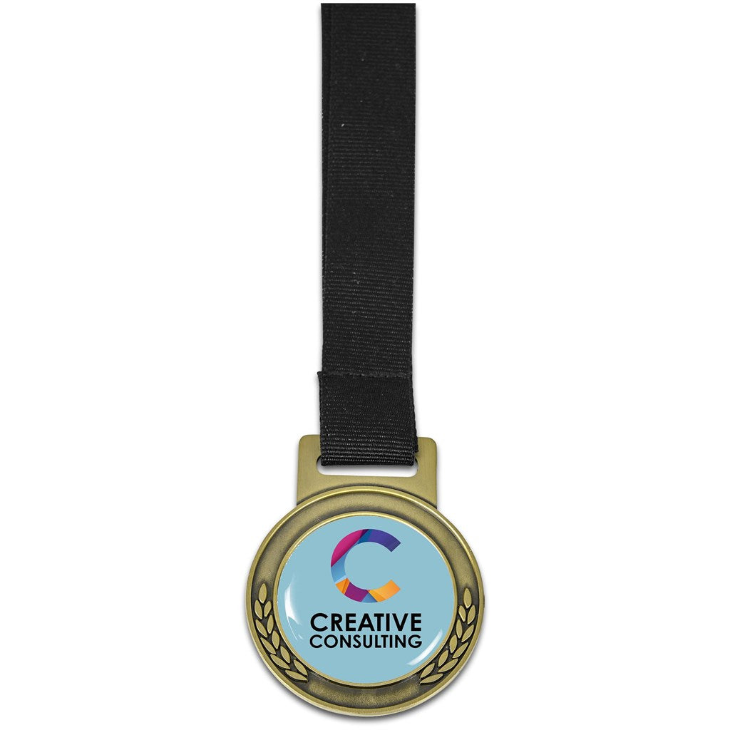 Achiever Medal With Black Petersham Lanyard - Gold