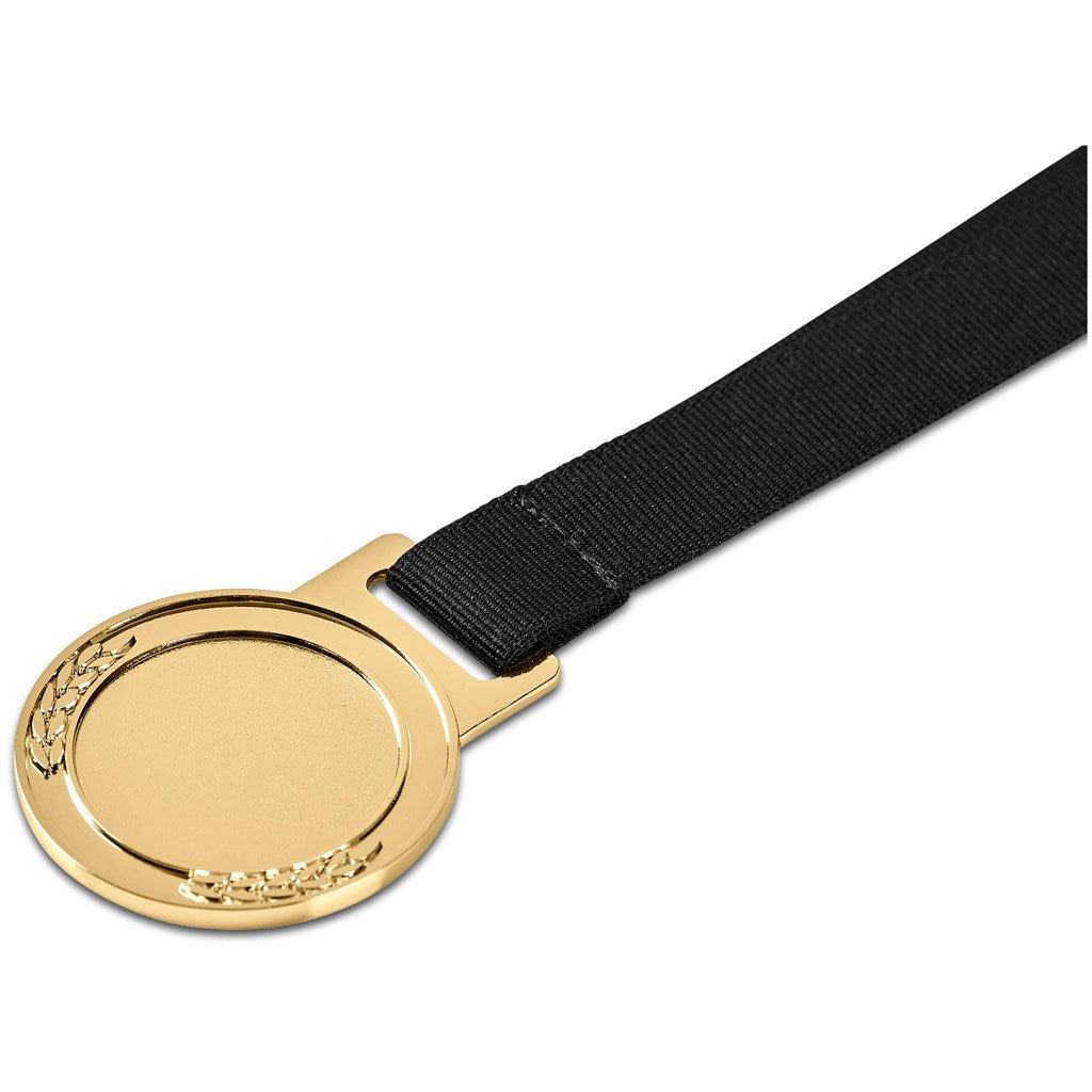 Achiever Medal With Black Petersham Lanyard - Gold