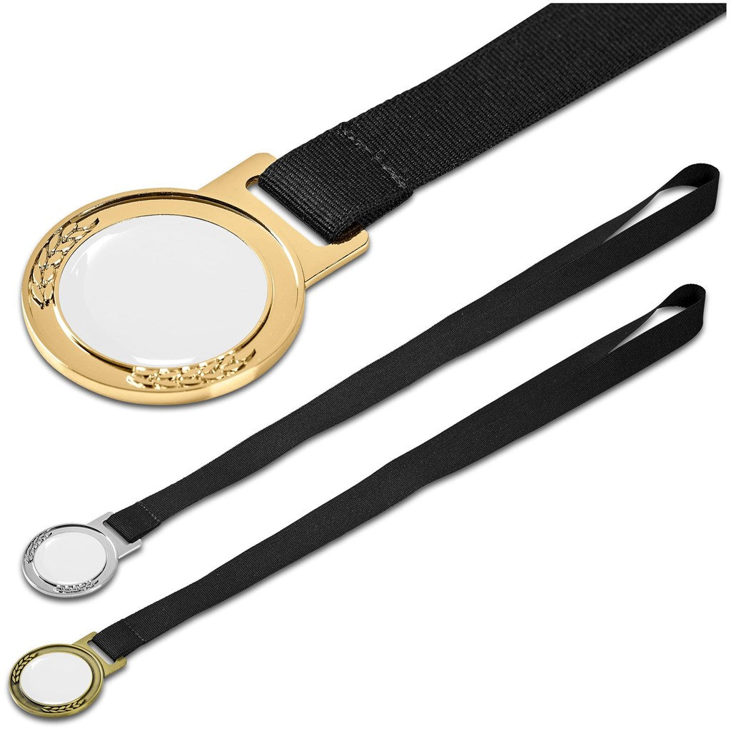 Achiever Medal With Black Petersham Lanyard - Gold