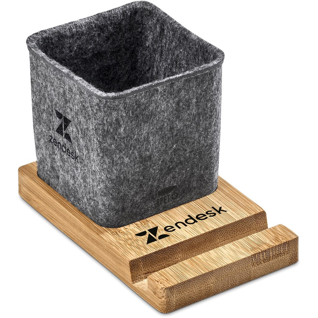 Okiyo Kyadi Recycled PET & Bamboo Desk Caddy Phone Stand