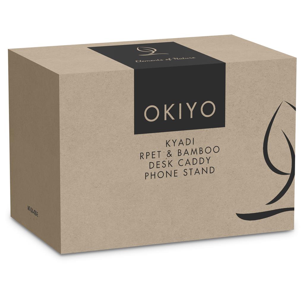 Okiyo Kyadi Recycled PET & Bamboo Desk Caddy Phone Stand