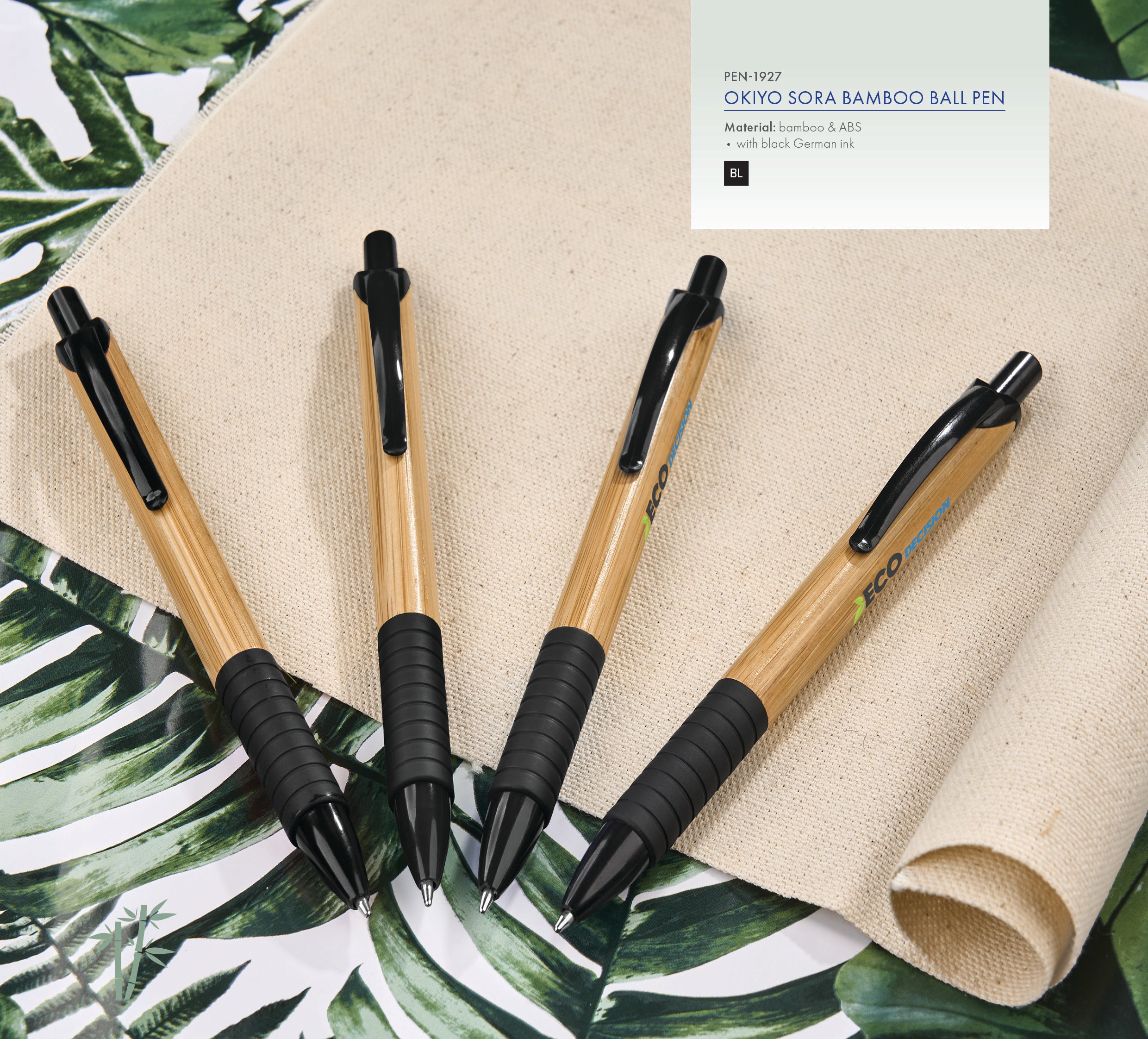 Okiyo Sora Bamboo Ball Pen - Black