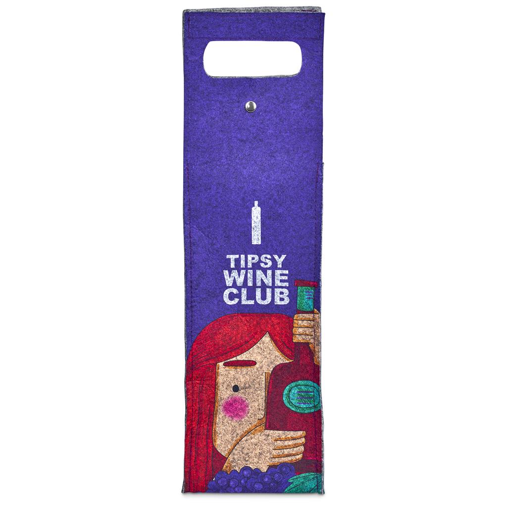 Pre-Printed Sample Hoppla Velto RPET Felt Single Wine Carrier