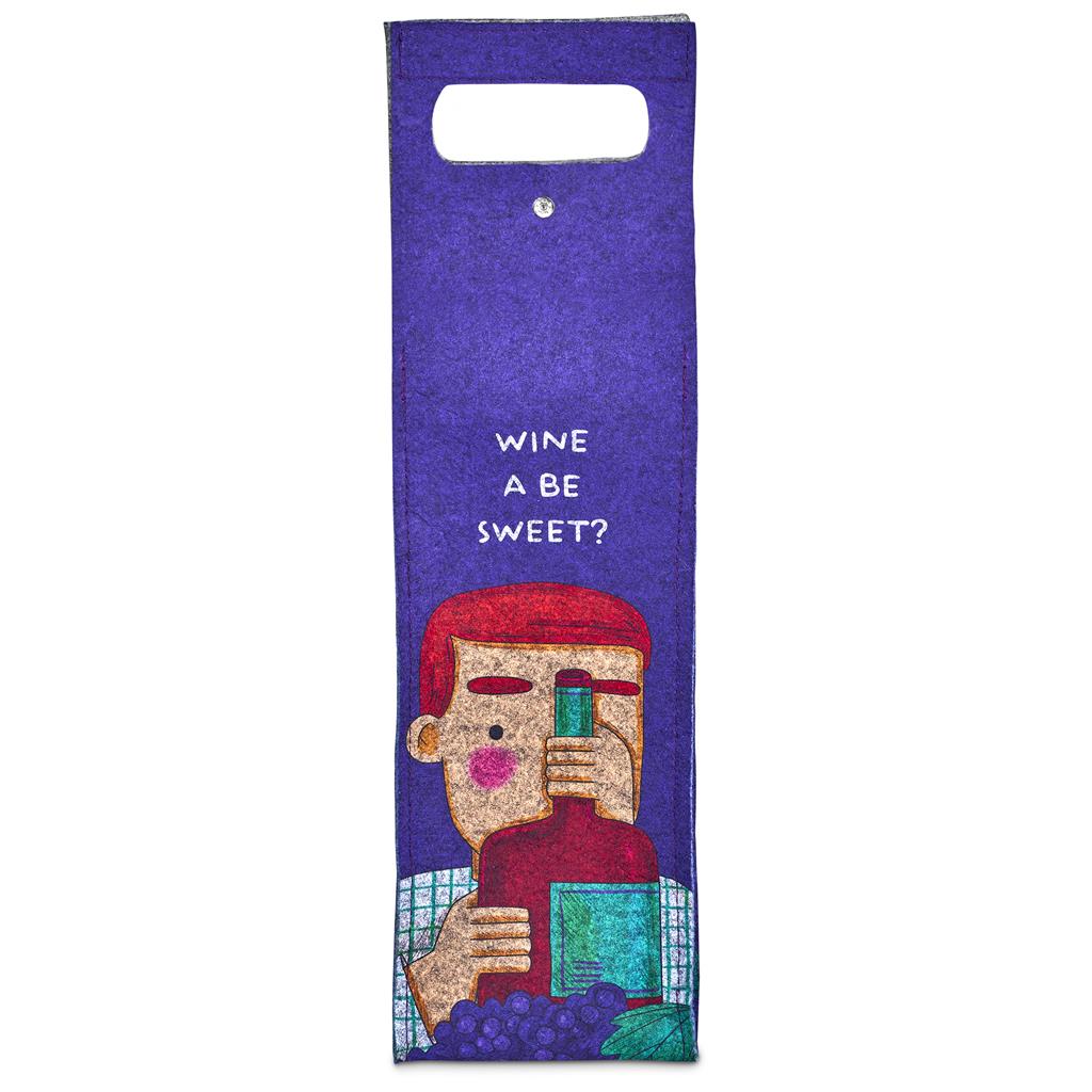 Pre-Printed Sample Hoppla Velto RPET Felt Single Wine Carrier
