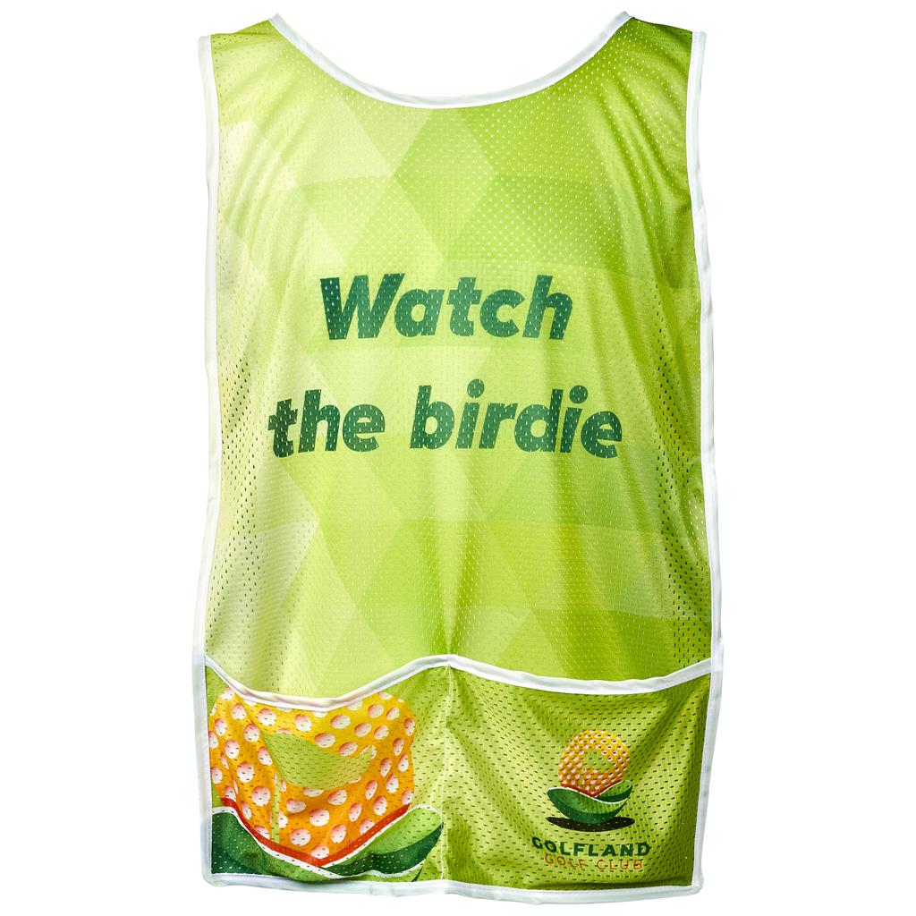 Pre-Production Sample Hoppla Jackal Polyester Caddy Bib with PVC Name Sleeve