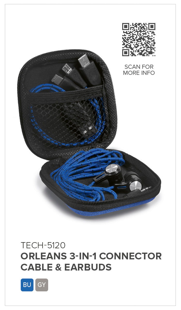 Orleans 3-In-1 Connector Cable & Earbuds