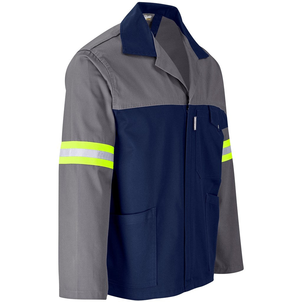 Site Premium Two-Tone Polycotton Jacket - Reflective Arms & Back - Yellow Tape