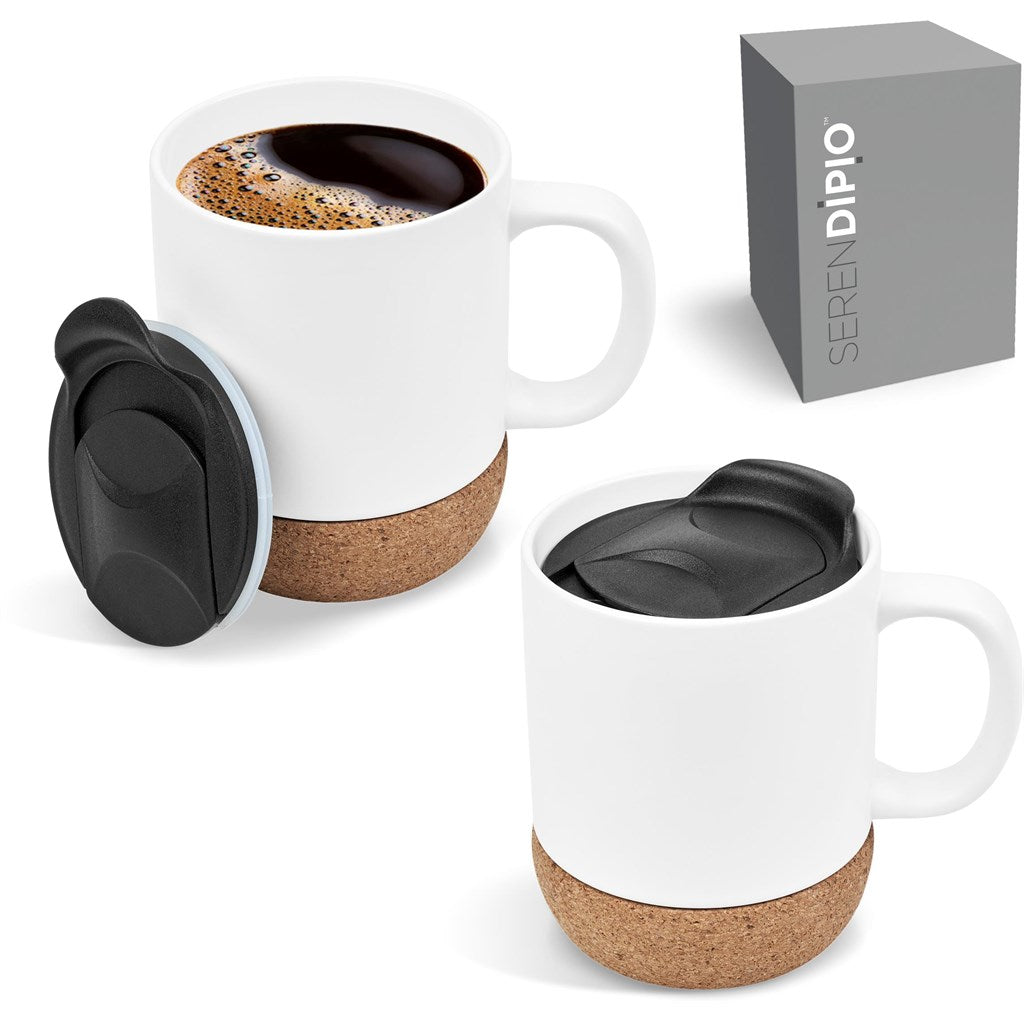 Serendipio Sienna Cork & Ceramic Sublimation Coffee Mug - 340ml