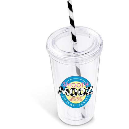 Malibu Double-Wall Plastic Tumbler & Straw - 470ml