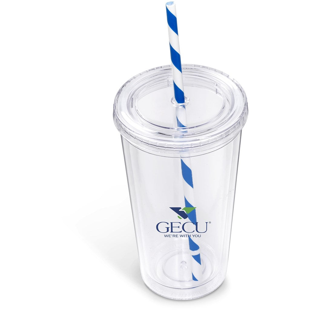 Malibu Double-Wall Plastic Tumbler & Straw - 470ml