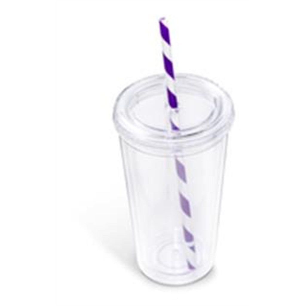 Malibu Double-Wall Plastic Tumbler & Straw - 470ml