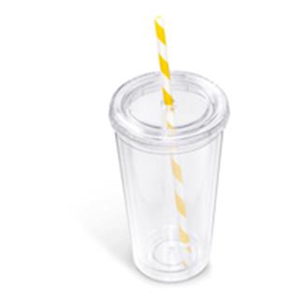 Malibu Double-Wall Plastic Tumbler & Straw - 470ml