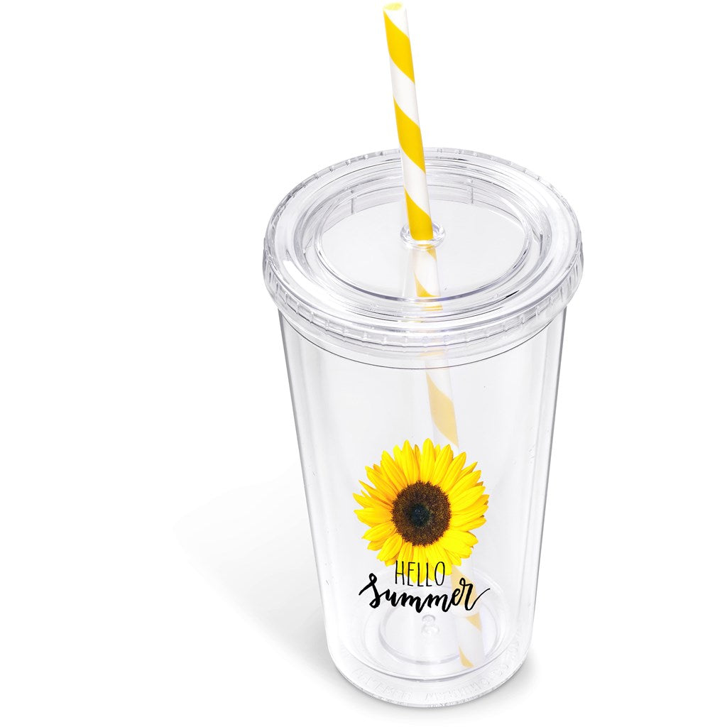 Malibu Double-Wall Plastic Tumbler & Straw - 470ml