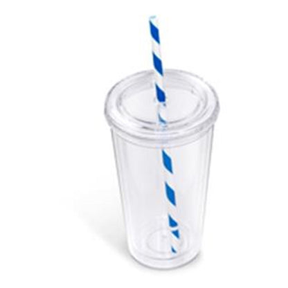 Malibu Double-Wall Plastic Tumbler & Straw - 470ml