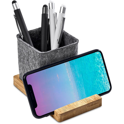 Okiyo Kyadi RPET and Bamboo Desk Caddy Phone Stand