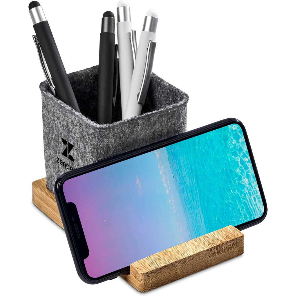 Okiyo Kyadi RPET and Bamboo Desk Caddy Phone Stand