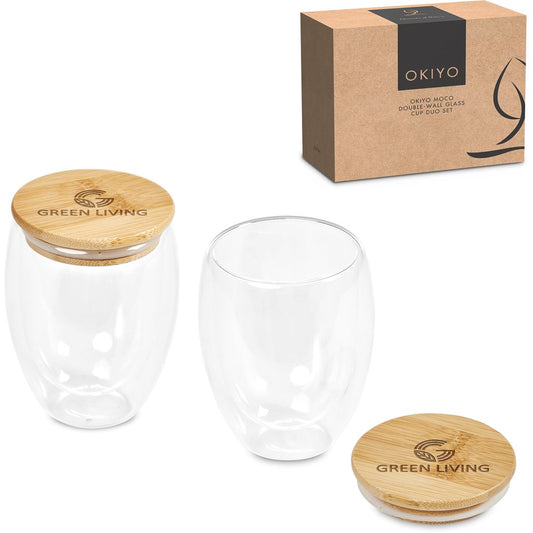 Okiyo Moco Double-Wall Glass Cup Duo Set