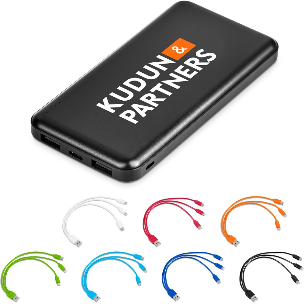 Kingpin Black Compact 5000mAh Power Bank Set