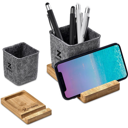 Okiyo Kyadi RPET and Bamboo Desk Caddy Phone Stand