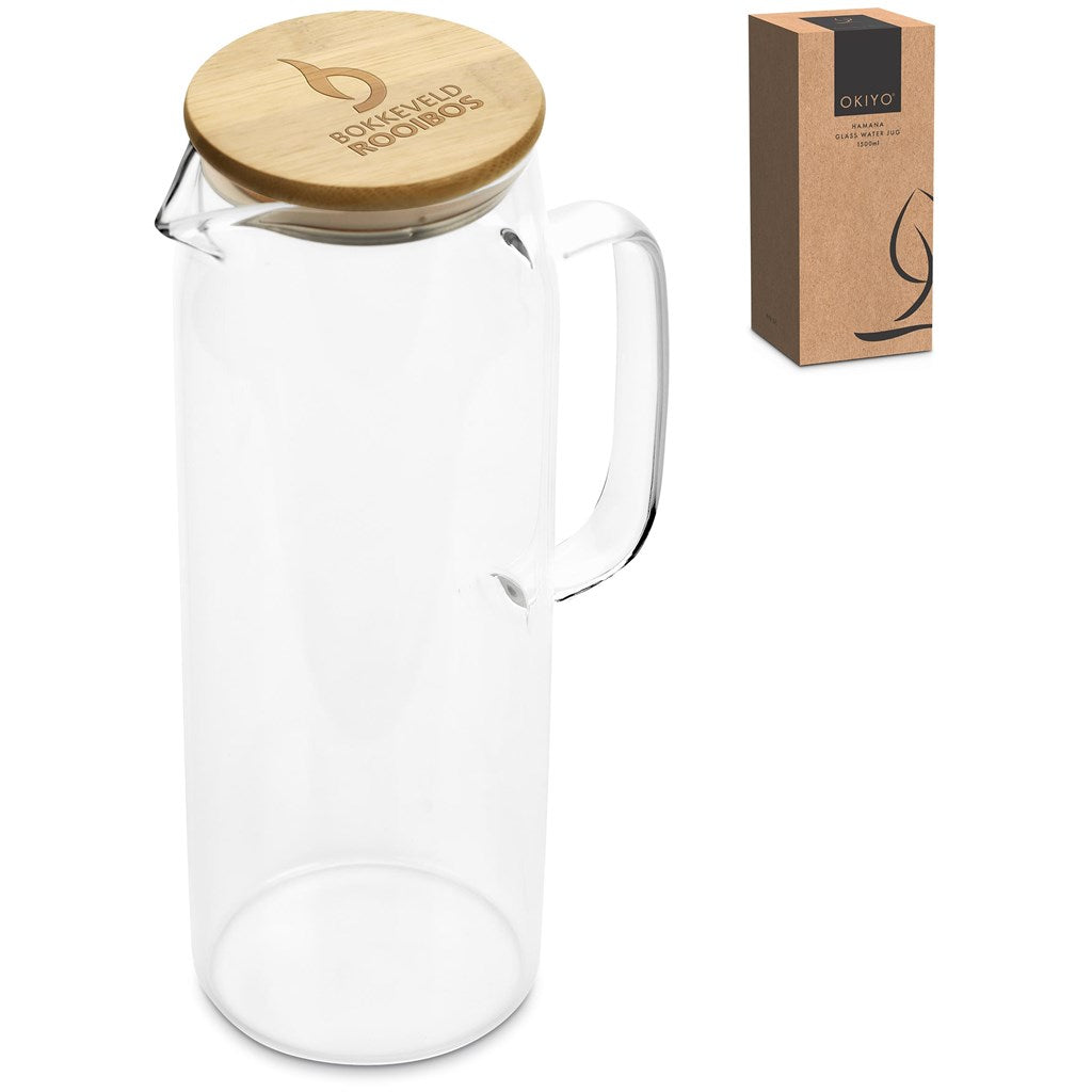 Okiyo Hamana Glass & Bamboo Water Jug - 1.5 Litre